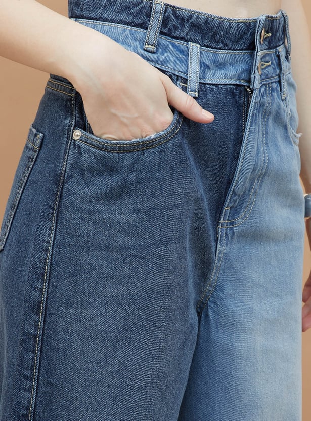 Premium Dual Toned Flared Denim Jeans for Women with Soft Stretch Fabric for Everyday Wear