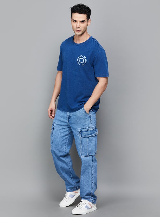 Durable Men’s Washed Cargo Jeans for Casual and Daily Outfits