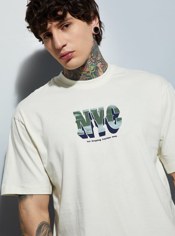 Men Green Chip Dale Printed Round Neck Oversized Fit T-Shirt