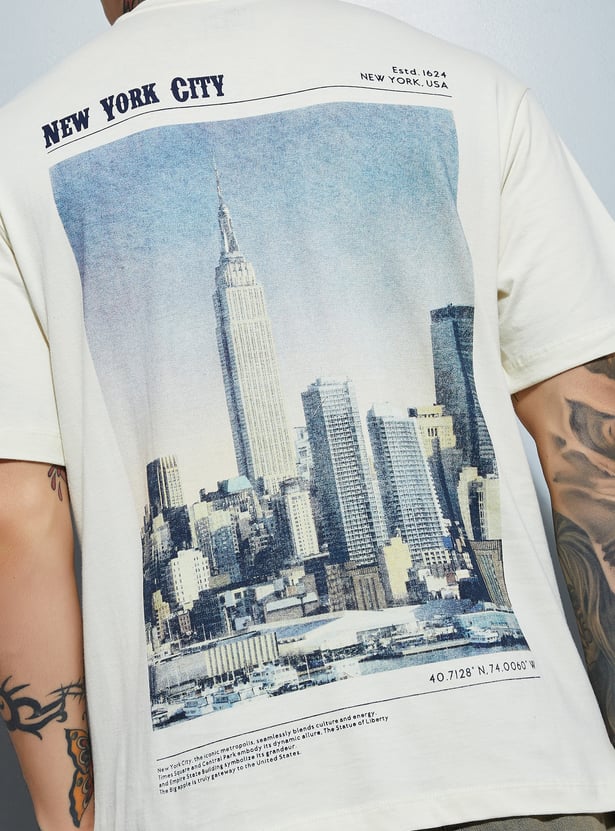 Men Green Chip Dale Printed Round Neck Oversized Fit T-Shirt