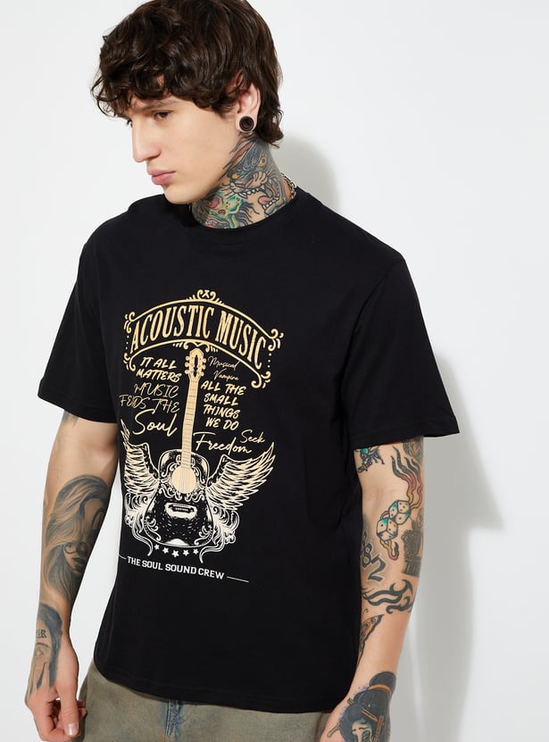 Men Printed T Shirt Made from Soft Cotton Blend for Maximum Comfort and Trendy Look