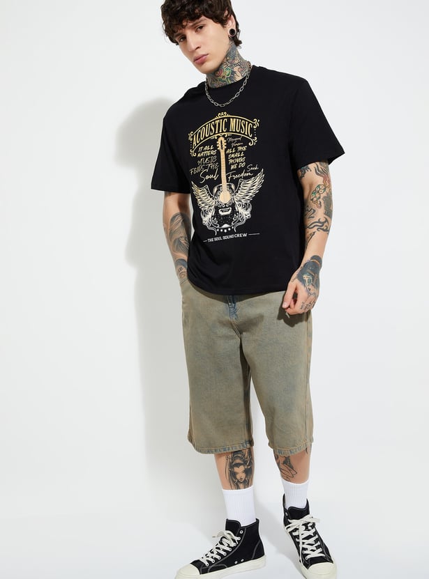 Men Printed T Shirt Made from Soft Cotton Blend for Maximum Comfort and Trendy Look