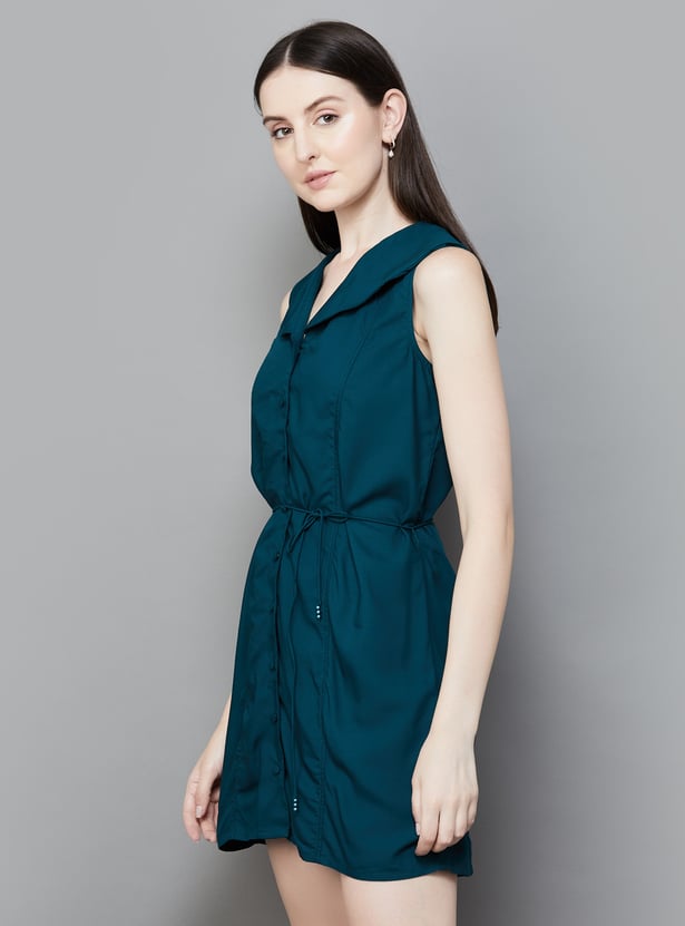 Fashionable Solid Mini Dress with Tie-Up Waist Women’s Perfect Outfit for Parties