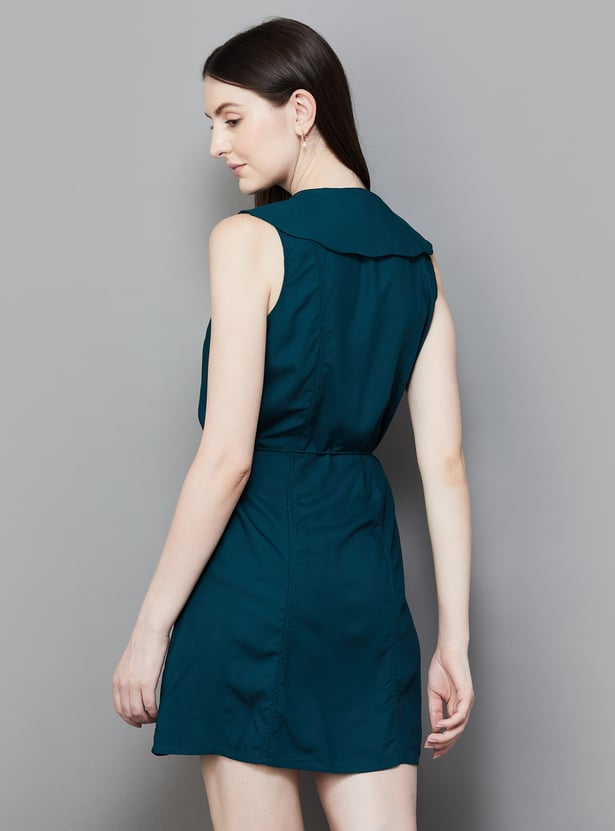 Fashionable Solid Mini Dress with Tie-Up Waist Women’s Perfect Outfit for Parties