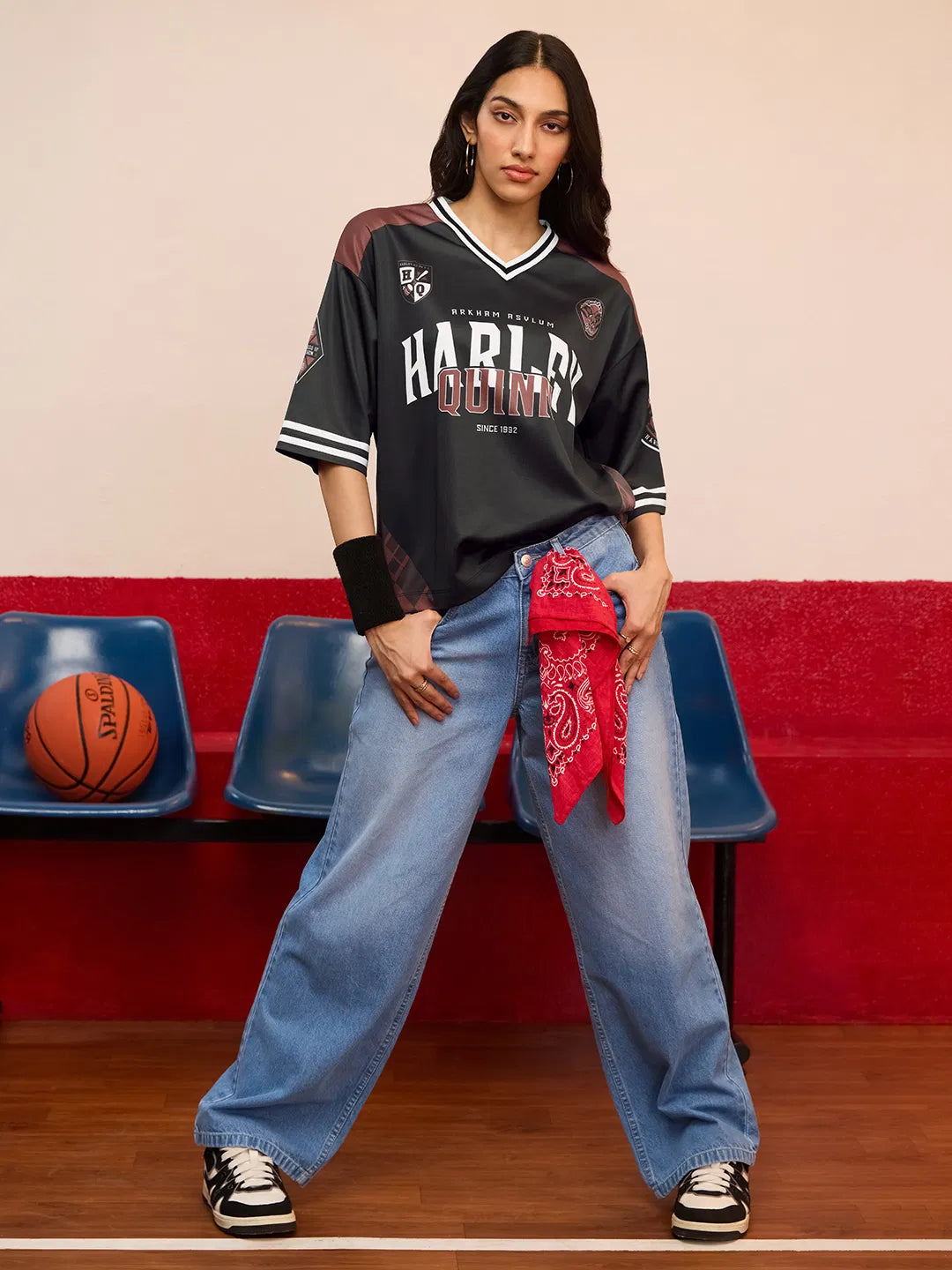 Women’s Casual Oversized Jersey with Harley Quinn Graphic Perfect for Daily Wear and Comfortable Style
