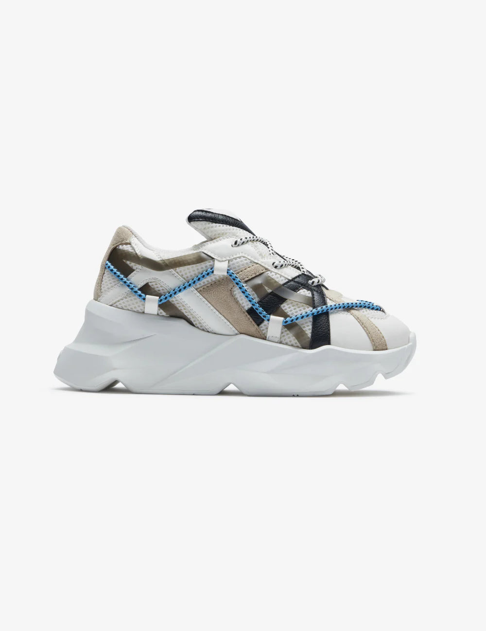 Statement White Over Panelled Chunky Sneakers for Men with Modern Minimal Detailing and Stylish Look