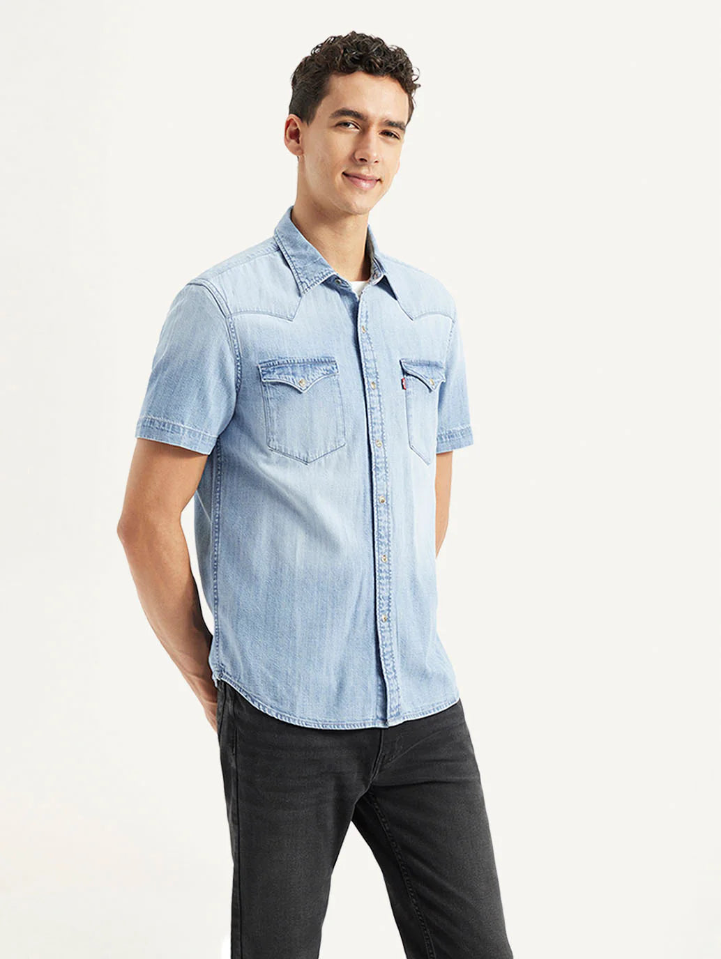 Classic Men’s Solid Slim Fit Denim Shirt with Modern Tailored Silhouette