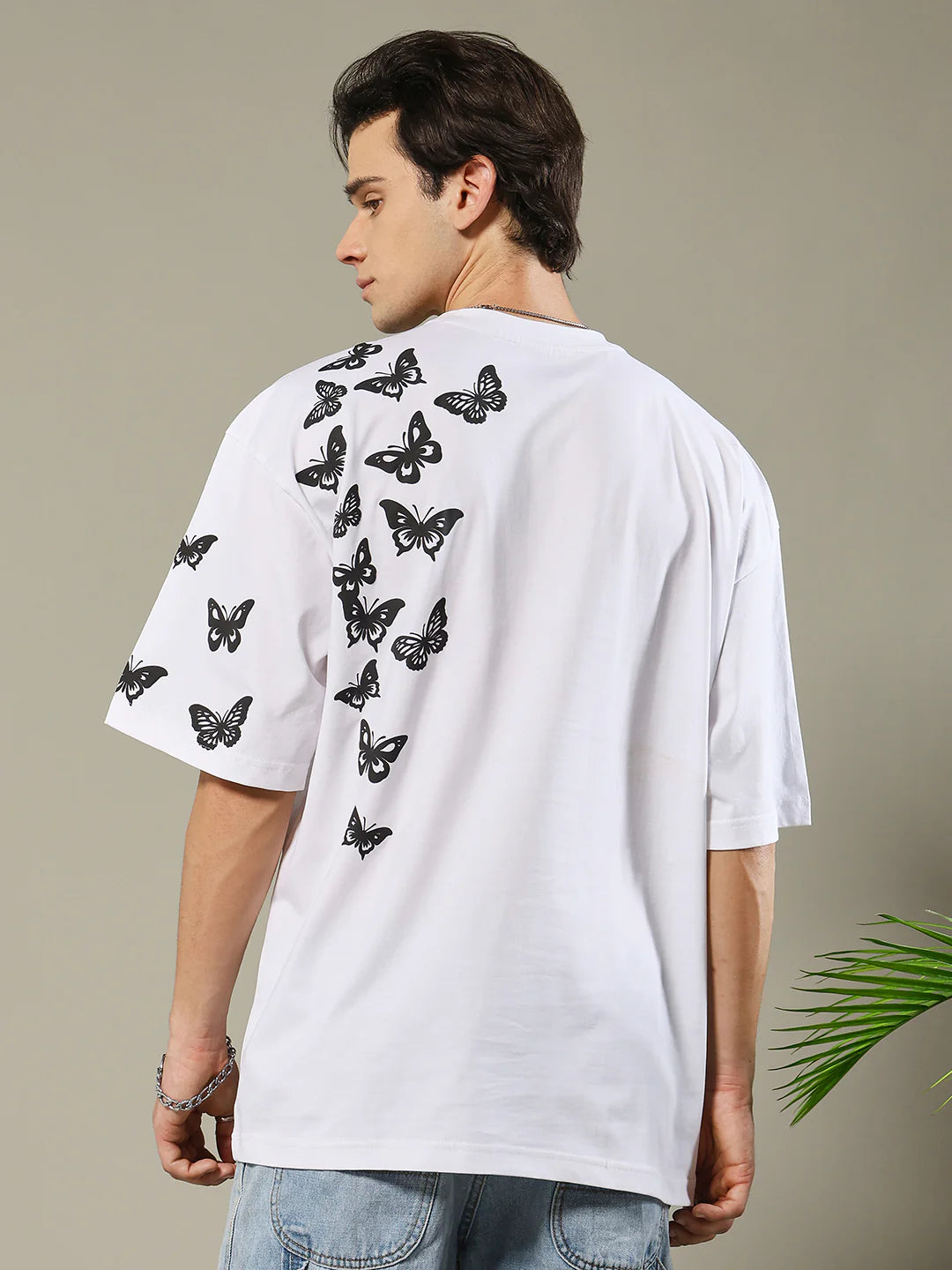 Contemporary Men’s Butterfly Puff Printed Oversized T-Shirt Comfortable Daily Wear