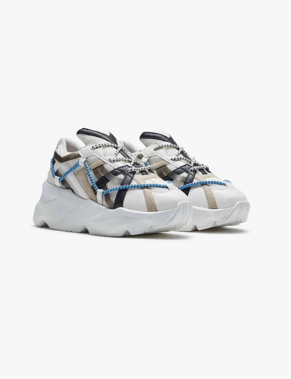 Statement White Over Panelled Chunky Sneakers for Men with Modern Minimal Detailing and Stylish Look