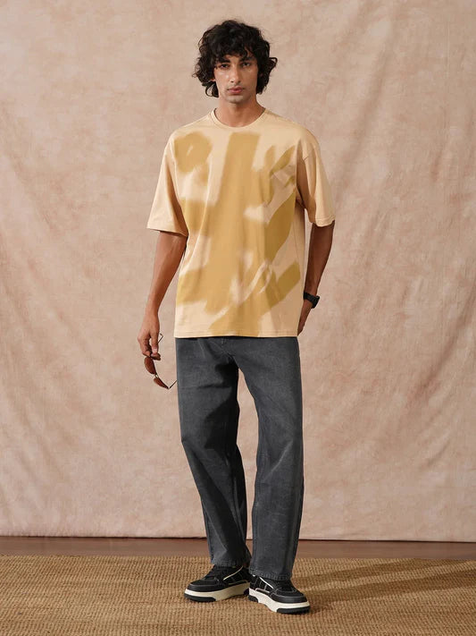 Classic Men Oversized T Shirt in Beige Perfect for Everyday Casual Outfits, Streetwear, and Summer Fashion