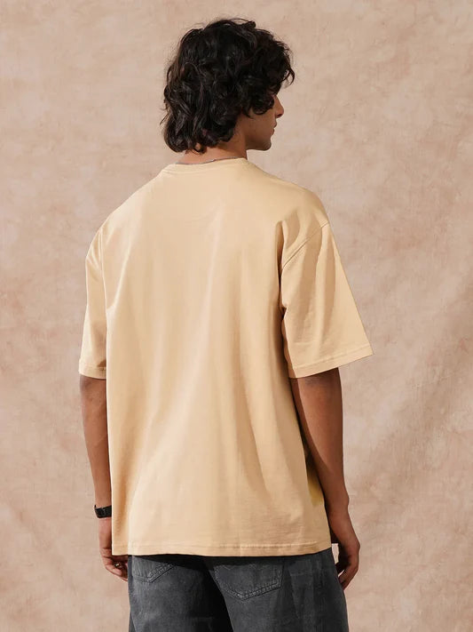 Classic Men Oversized T Shirt in Beige Perfect for Everyday Casual Outfits, Streetwear, and Summer Fashion
