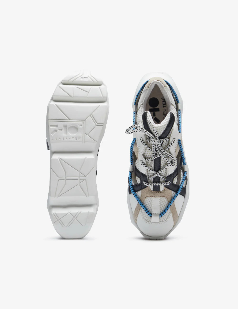 Statement White Over Panelled Chunky Sneakers for Men with Modern Minimal Detailing and Stylish Look