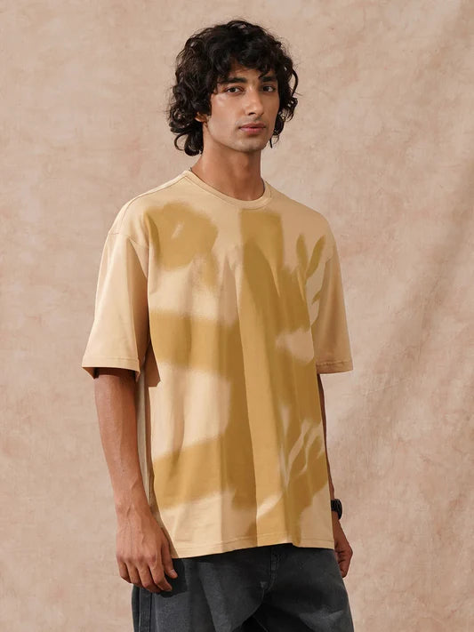 Classic Men Oversized T Shirt in Beige Perfect for Everyday Casual Outfits, Streetwear, and Summer Fashion