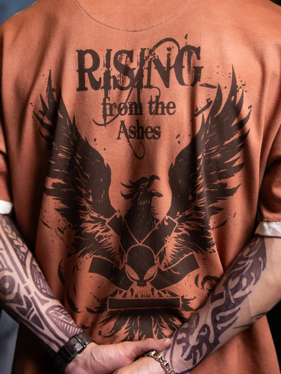 Rust Colored Rising From The Ashes T-Shirt Trendy Relaxed Fit Streetwear for Men