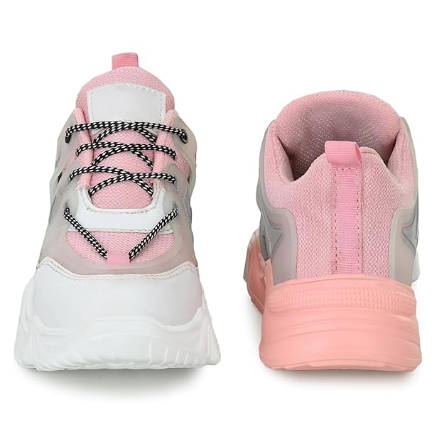 Girls and Women Lightweight Mesh High Heel Casual Sneakers Trendy Chunky Sports Shoes