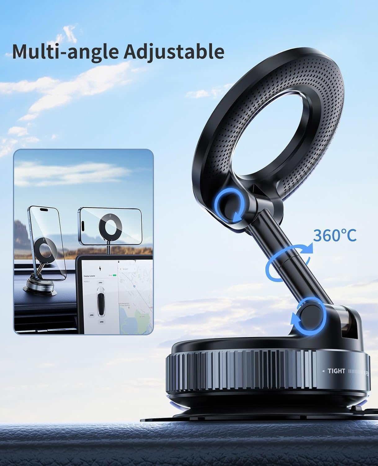 Magnetic Car Phone Mount and Universal Mobile Holder with Suction Cup Design