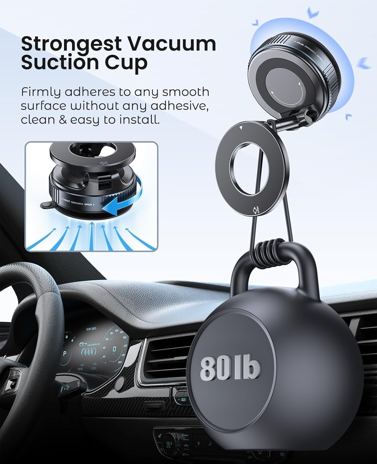 Magnetic Car Phone Mount and Universal Mobile Holder with Suction Cup Design