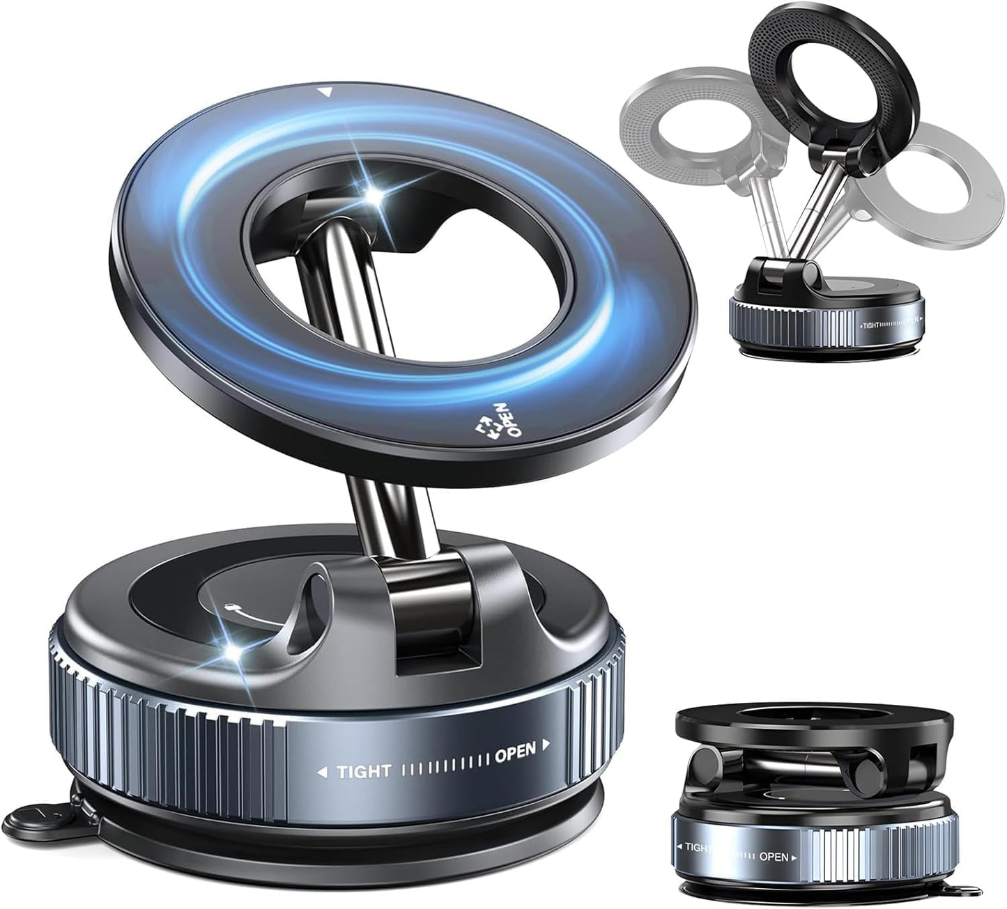 Magnetic Car Phone Mount and Universal Mobile Holder with Suction Cup Design