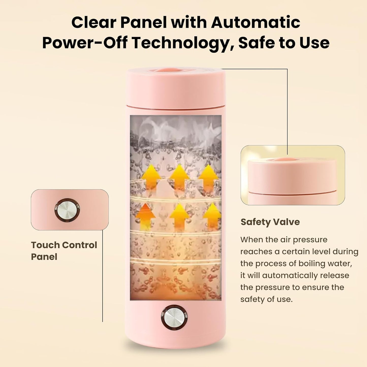 Pink Portable Electric Kettle for Travel with Fast Heating and Auto Shut-Off Function