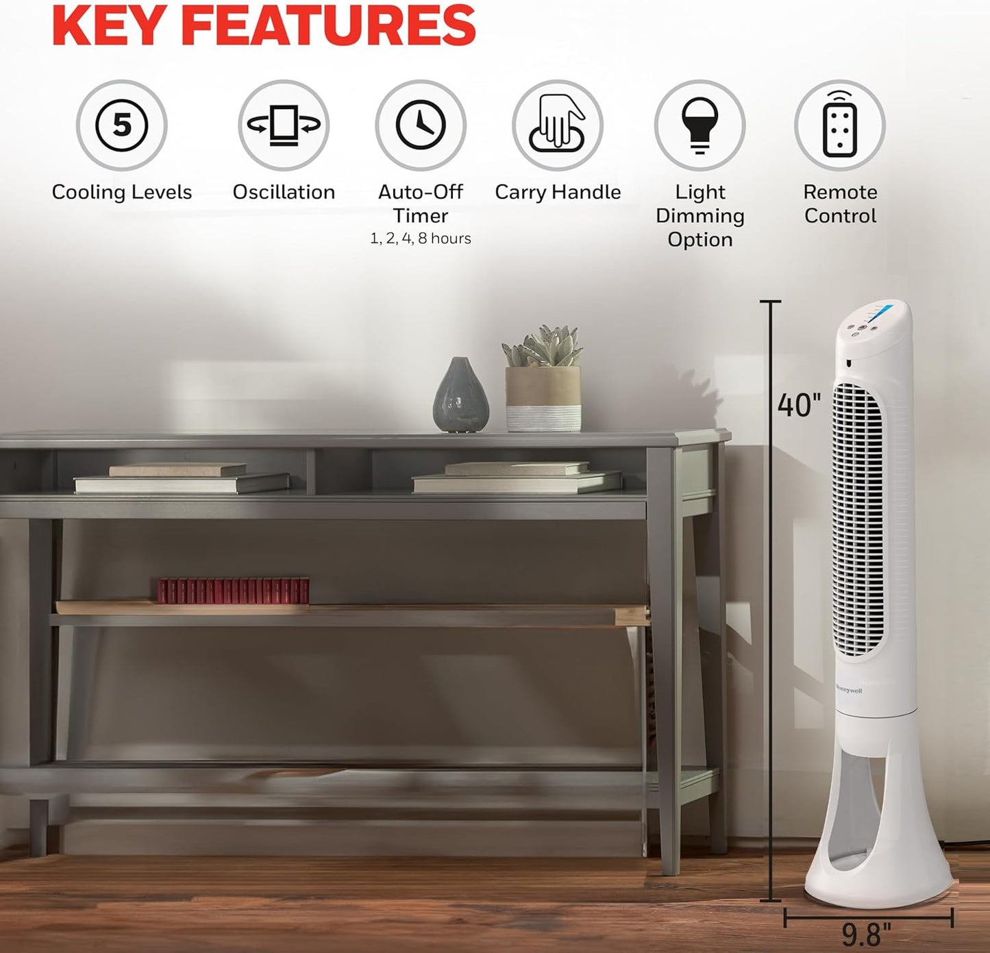 Whole Room Honeywell QuietSet Oscillating Tower Fan White