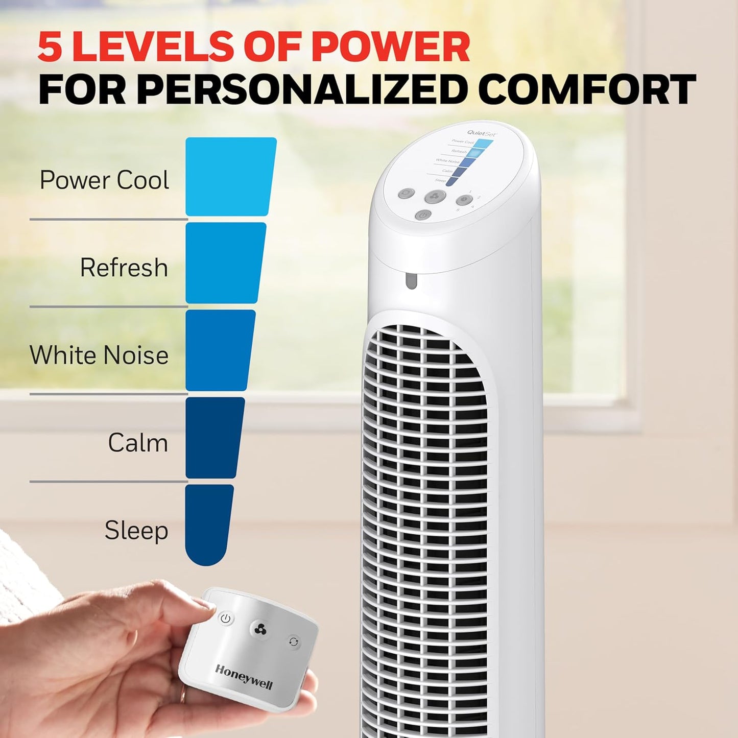 Whole Room Honeywell QuietSet Oscillating Tower Fan White