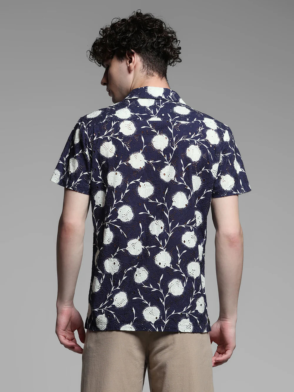 Elegant Blue Floral Embroidered Shirt for Men Semi-Formal and Party Outfit