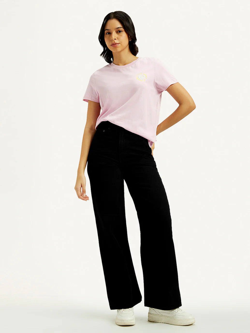 Women's Black Ribcage Wide Leg Fit High Rise Jeans