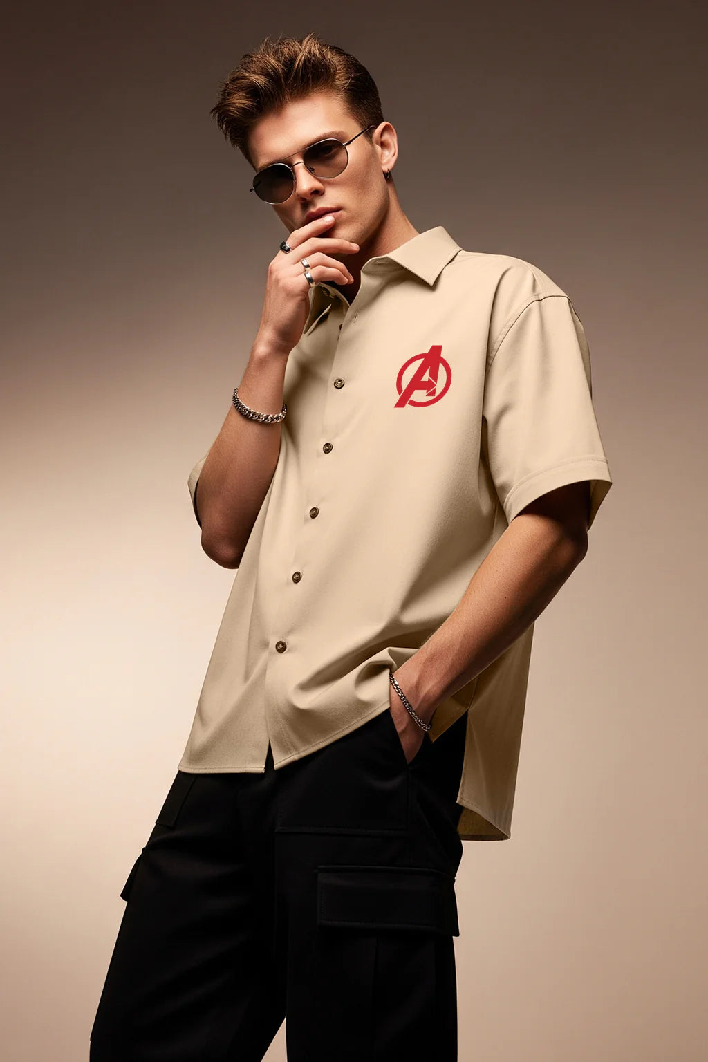 Cotton Man Swanwhite Oversized Printed Shirt Comfortable Everyday Wear