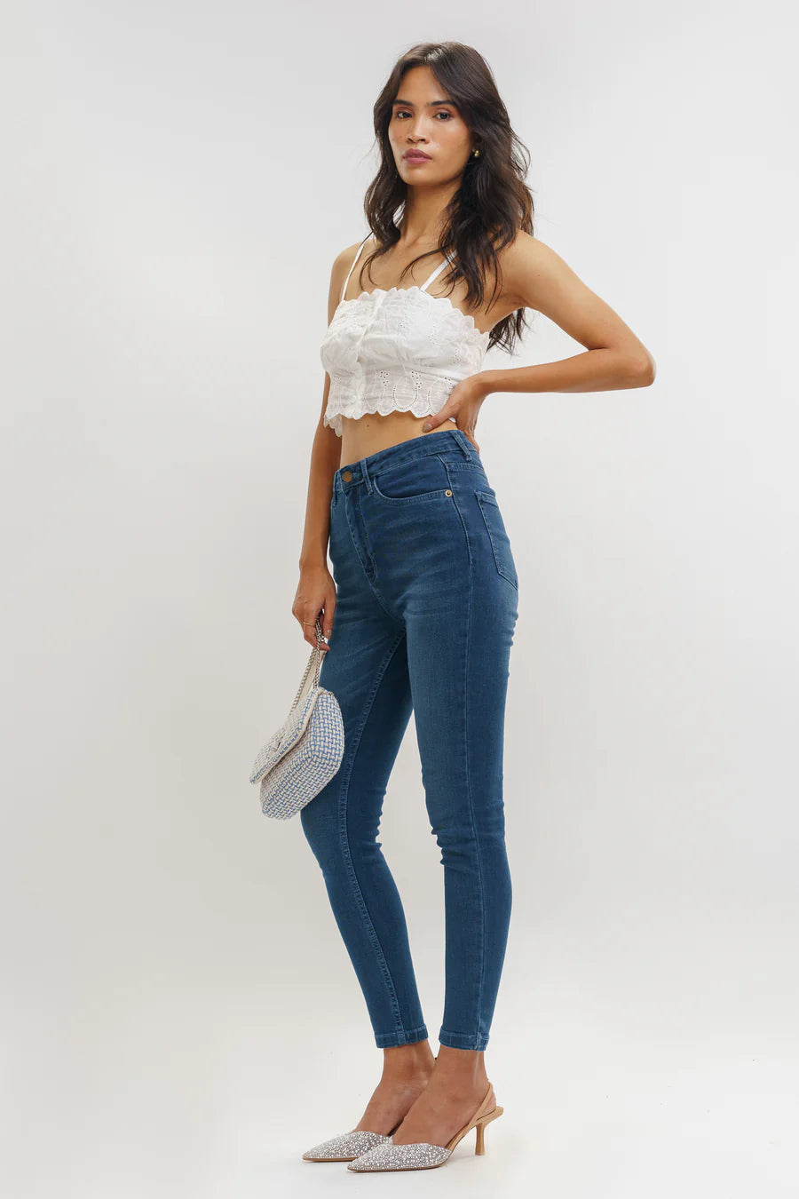 Versatile Dark Blue High Waist Women’s Skinny Jeans for Work and Weekend Wear