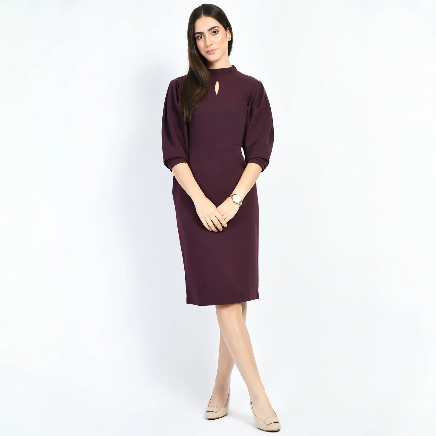 Fashionable Women Sheath Dress Featuring Allure Puffed Sleeves Perfect for Modern Casual, Party Wear, and Lounge Outfits