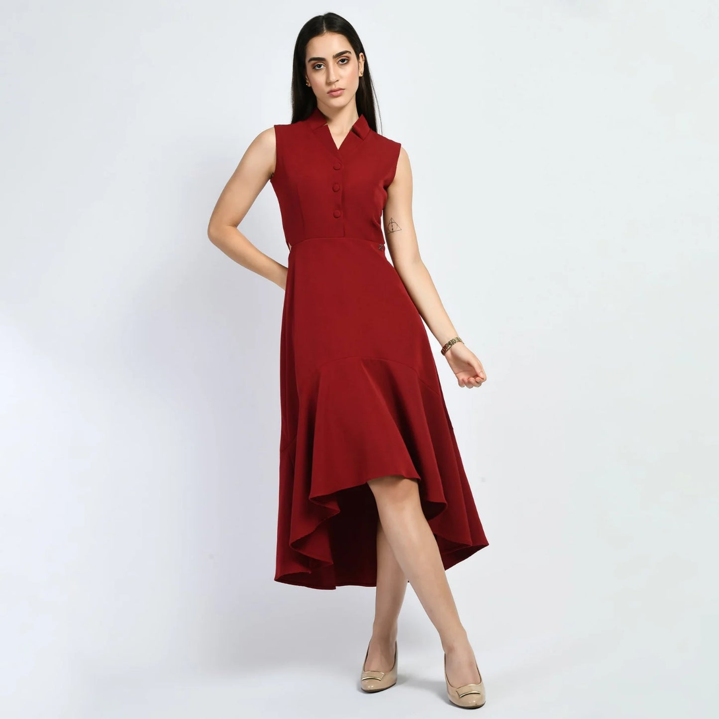 Fashionable Women Red Maxi Dress Featuring Vivacity Cut Out Details Perfect for Party Wear, Lounge, and Evening Fashion