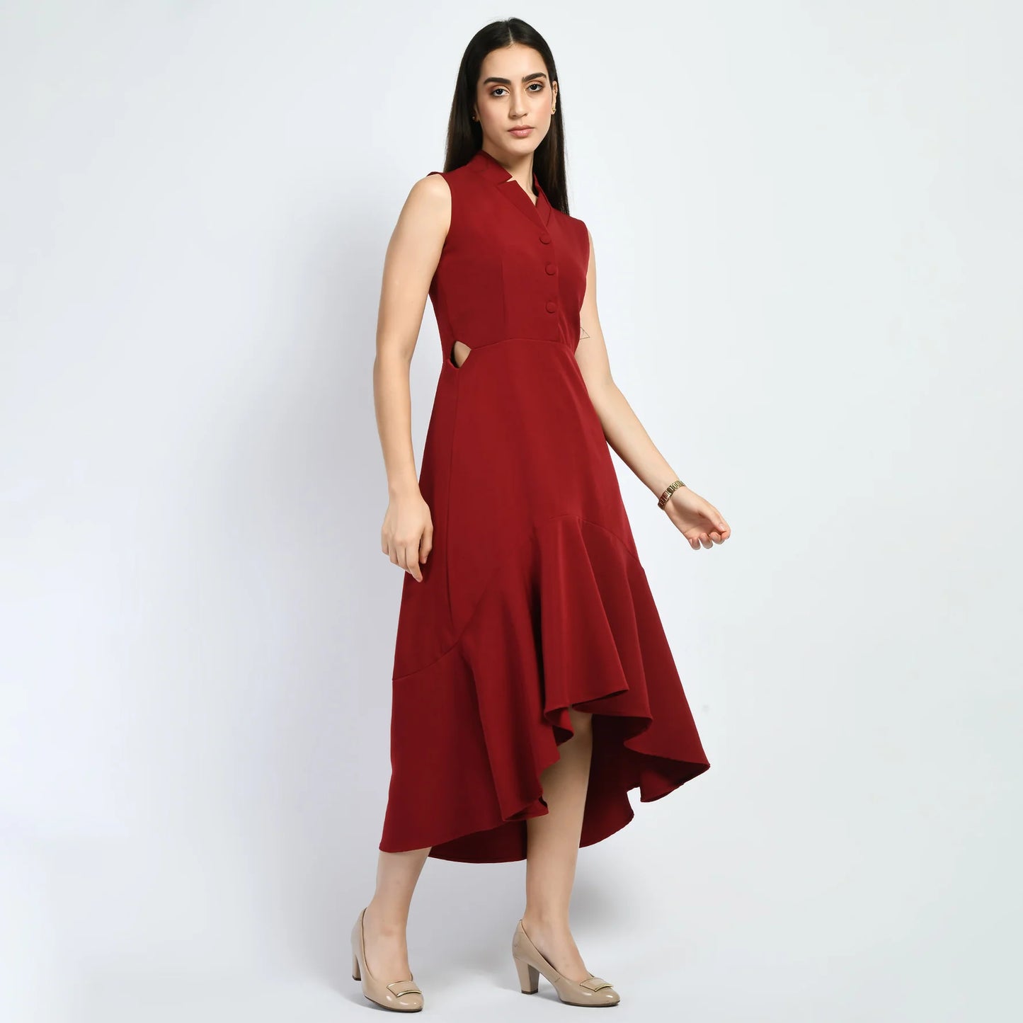 Fashionable Women Red Maxi Dress Featuring Vivacity Cut Out Details Perfect for Party Wear, Lounge, and Evening Fashion