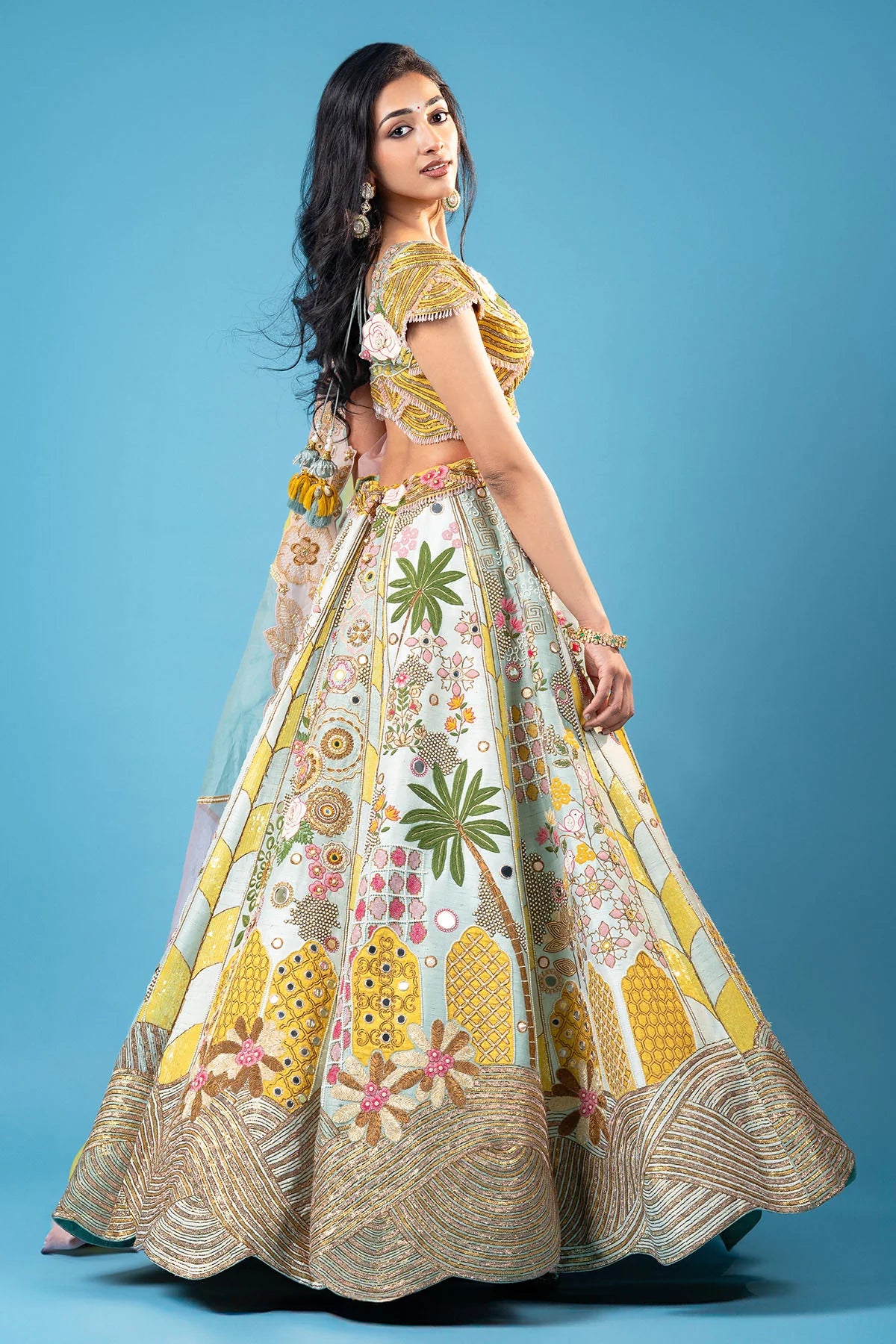 Stunning Gold Wave Lehenga Set – Lightweight Summer Festive Wear for Women