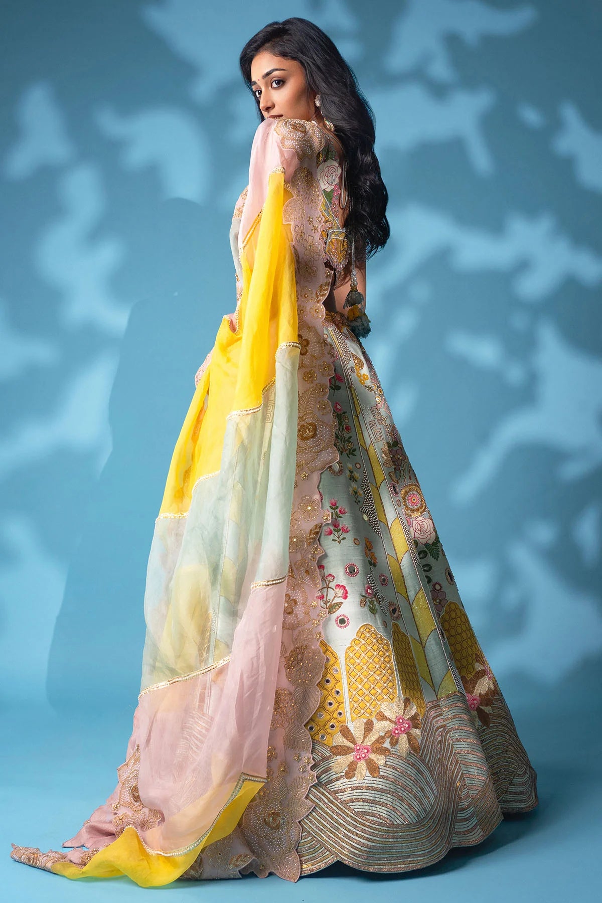 Stunning Gold Wave Lehenga Set – Lightweight Summer Festive Wear for Women