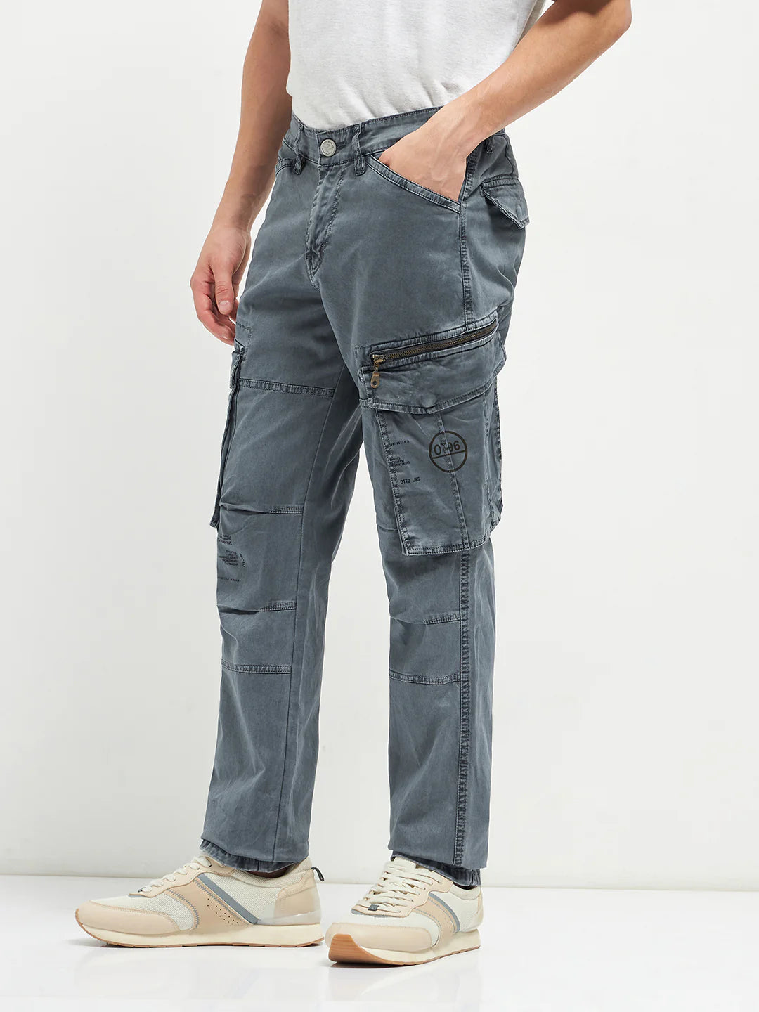 Casual Melange Grey Cargo Trousers for Men Suitable for Travel, Work, and Weekend Outfits