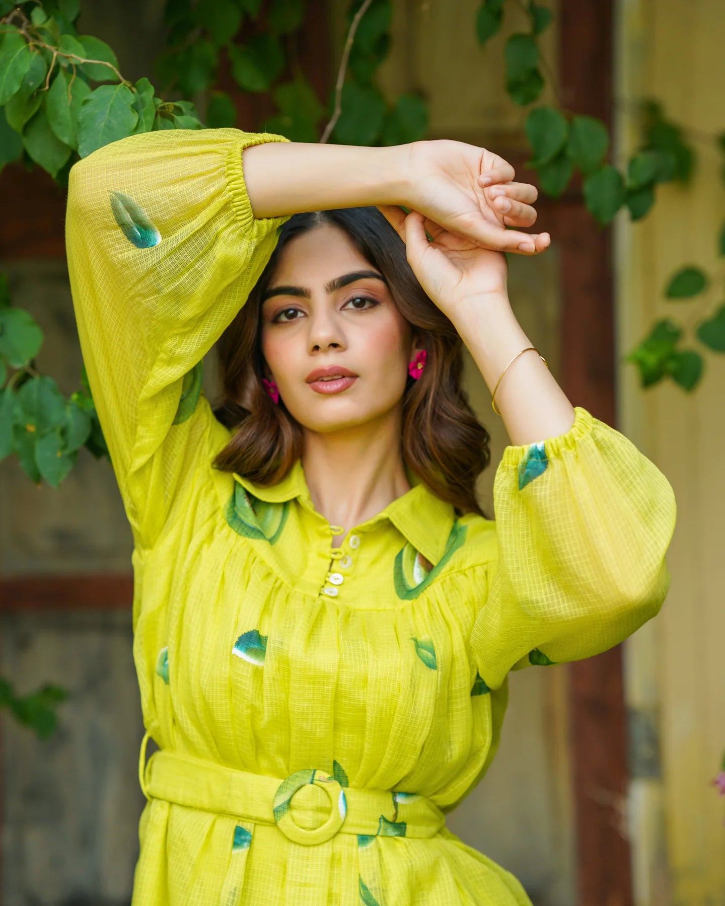 Stylish Yellow Shirt Dress for Women Featuring Unique Handpainted Design Ideal for Everyday Fashion
