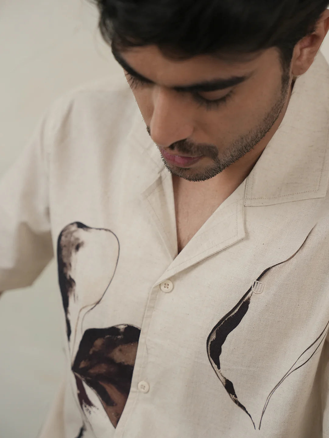 Versatile Beige Panel Printed Shirt for Men Suitable for Work and Weekend Outfits