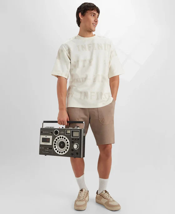 Men Loose Fit Oversized T Shirt Made from Super Combed Cotton Rich with Graphic Design for Stylish Everyday Look