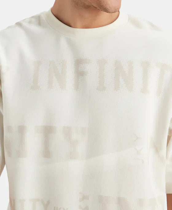 Men Loose Fit Oversized T Shirt Made from Super Combed Cotton Rich with Graphic Design for Stylish Everyday Look
