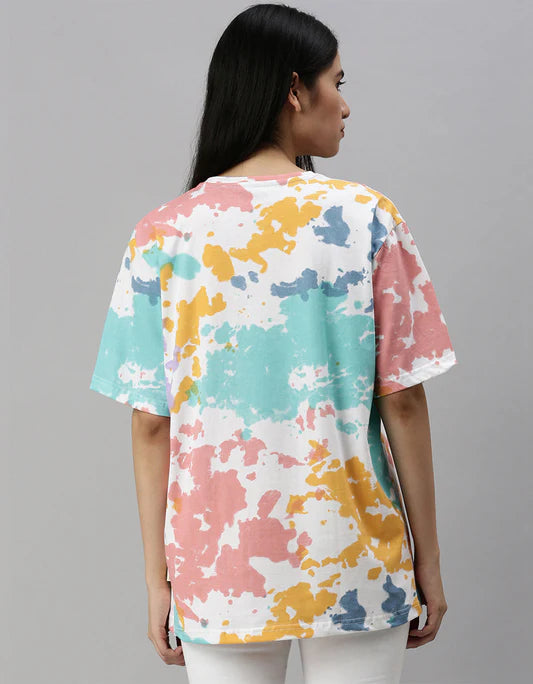 Comfortable Womens Oversized Tie Dye T Shirt with Mickey Print Designed for Modern Casual Looks
