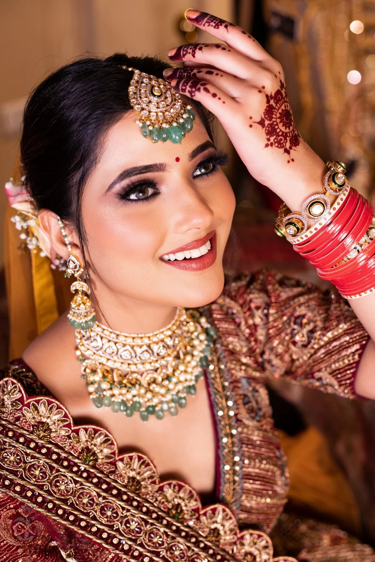 Beautiful Red and Mustard Hand Embroidered Bridal Lehenga Choli Set with Dupatta