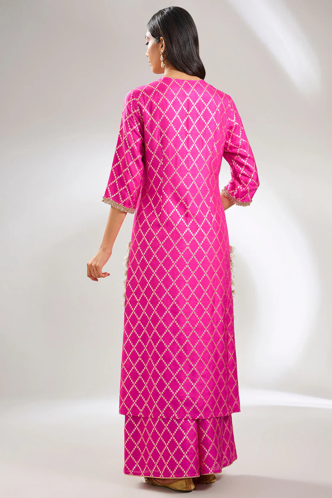 Glamorous Hot Pink Embroidered Kurta and Pant Set Perfect for Festive Gatherings and Parties