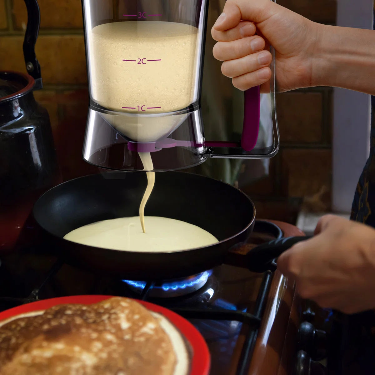 Squeeze Handle Batter Dispenser for Perfect Muffins and Waffles