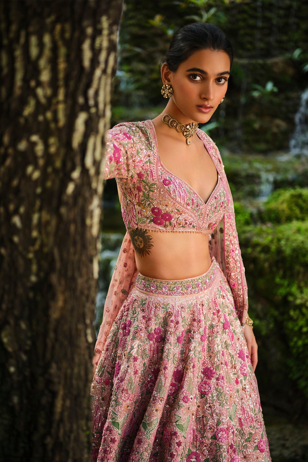 Contemporary Florarose Silk Lehenga Set with Intricate Embroidery Perfect for Glamorous Wedding Looks