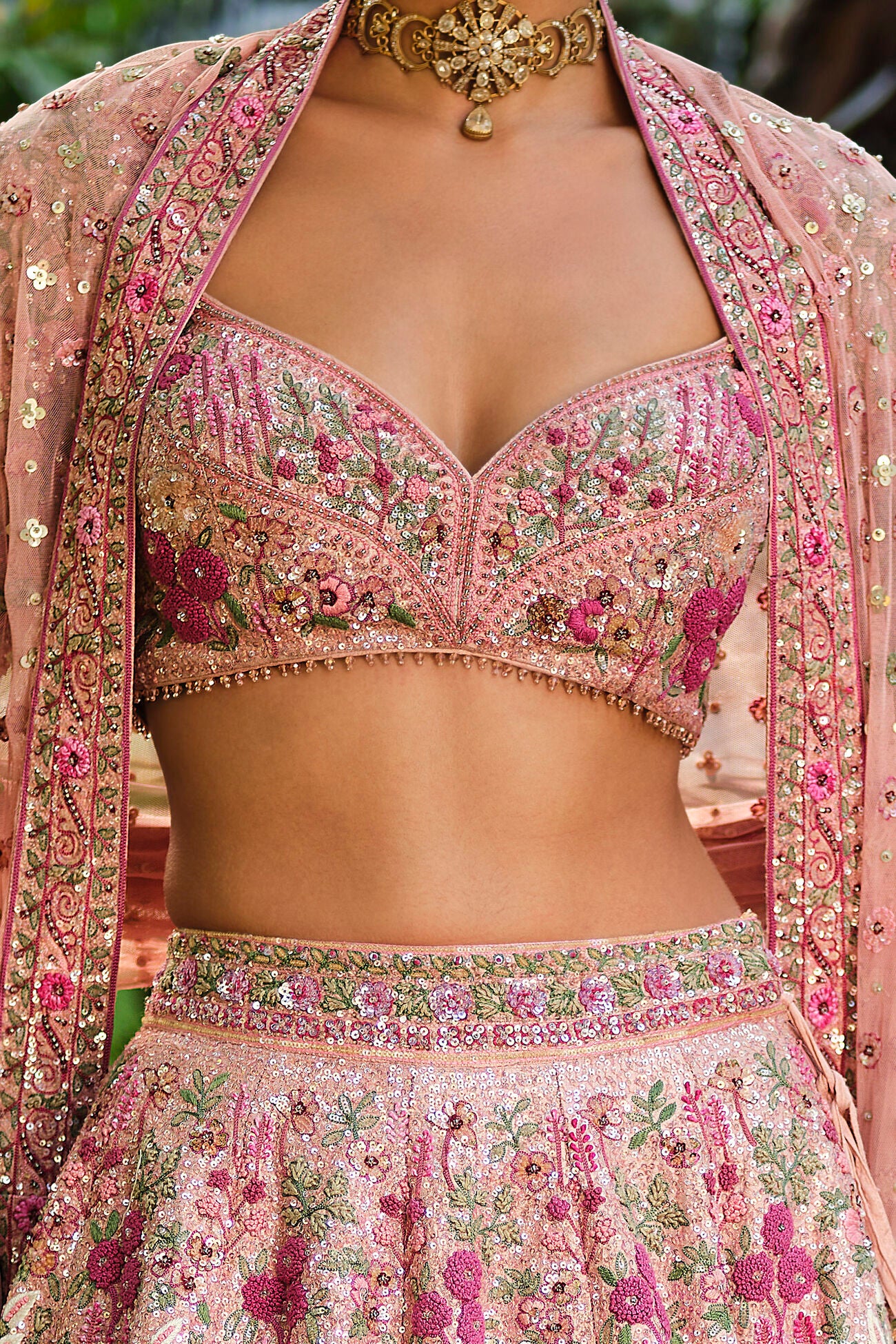 Contemporary Florarose Silk Lehenga Set with Intricate Embroidery Perfect for Glamorous Wedding Looks