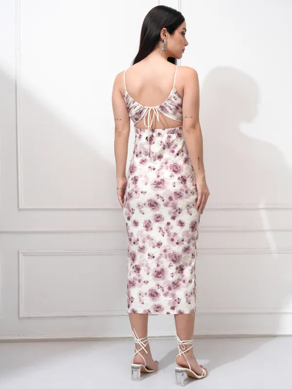 Trendy Women’s Bodycon Purple Printed Dress Perfect for Evening or Club Wear