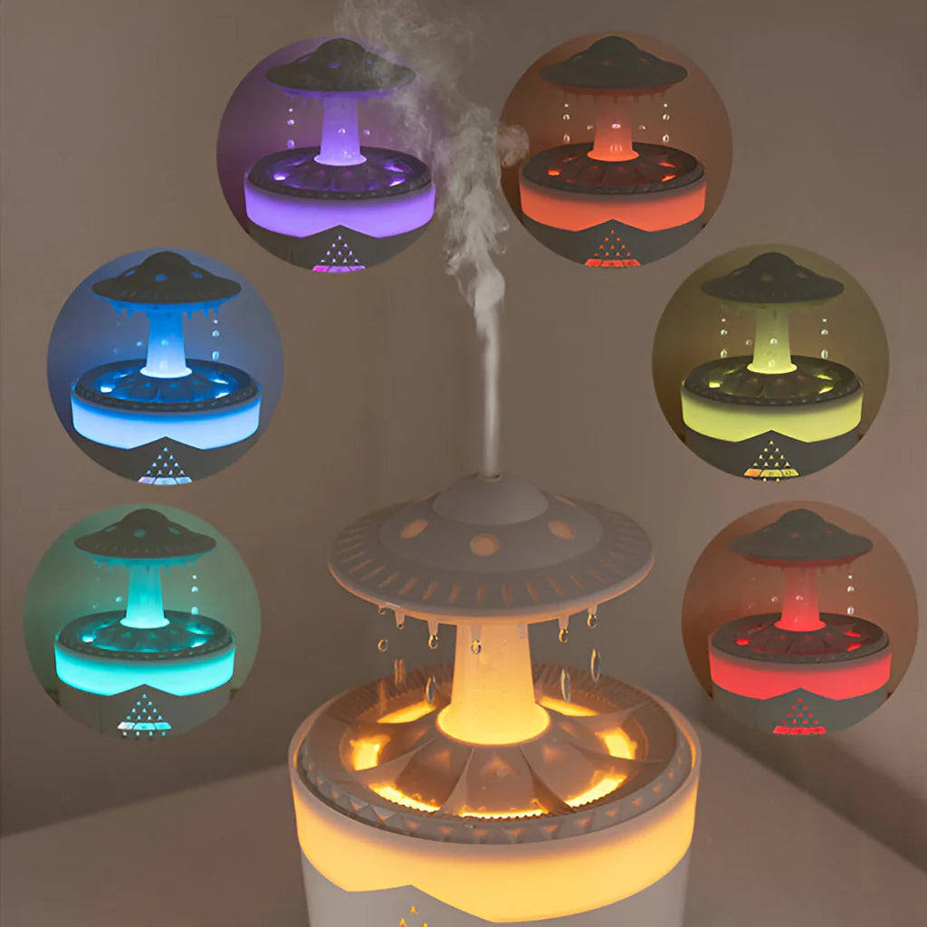 Portable Raindrop Humidifier with Essential Oil Diffuser for Bedroom and Office Use