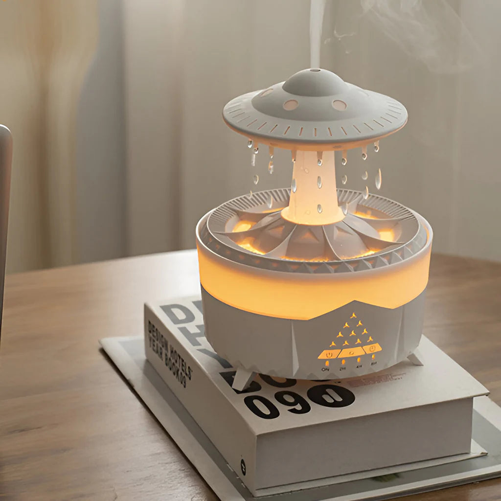 Portable Raindrop Humidifier with Essential Oil Diffuser for Bedroom and Office Use