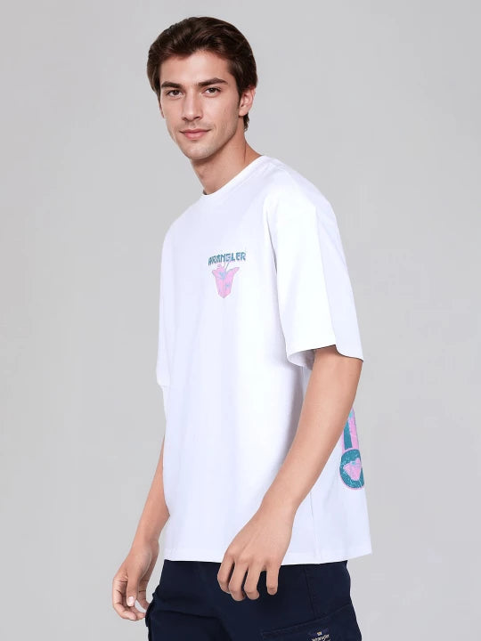 Exclusive White Crew Neck T-Shirt with Back Print Men’s Relaxed Fit Streetwear Style
