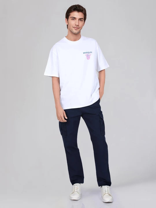 Exclusive White Crew Neck T-Shirt with Back Print Men’s Relaxed Fit Streetwear Style